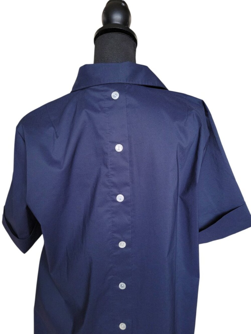 Hinson Wu NWT Navy Blue Aileen Short Sleeve Button Back Dress Women's Size L - Picture 9 of 13